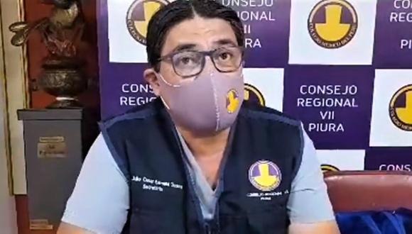 Julio Barrena Dioses, secretario del Colegio Médico de Piura.